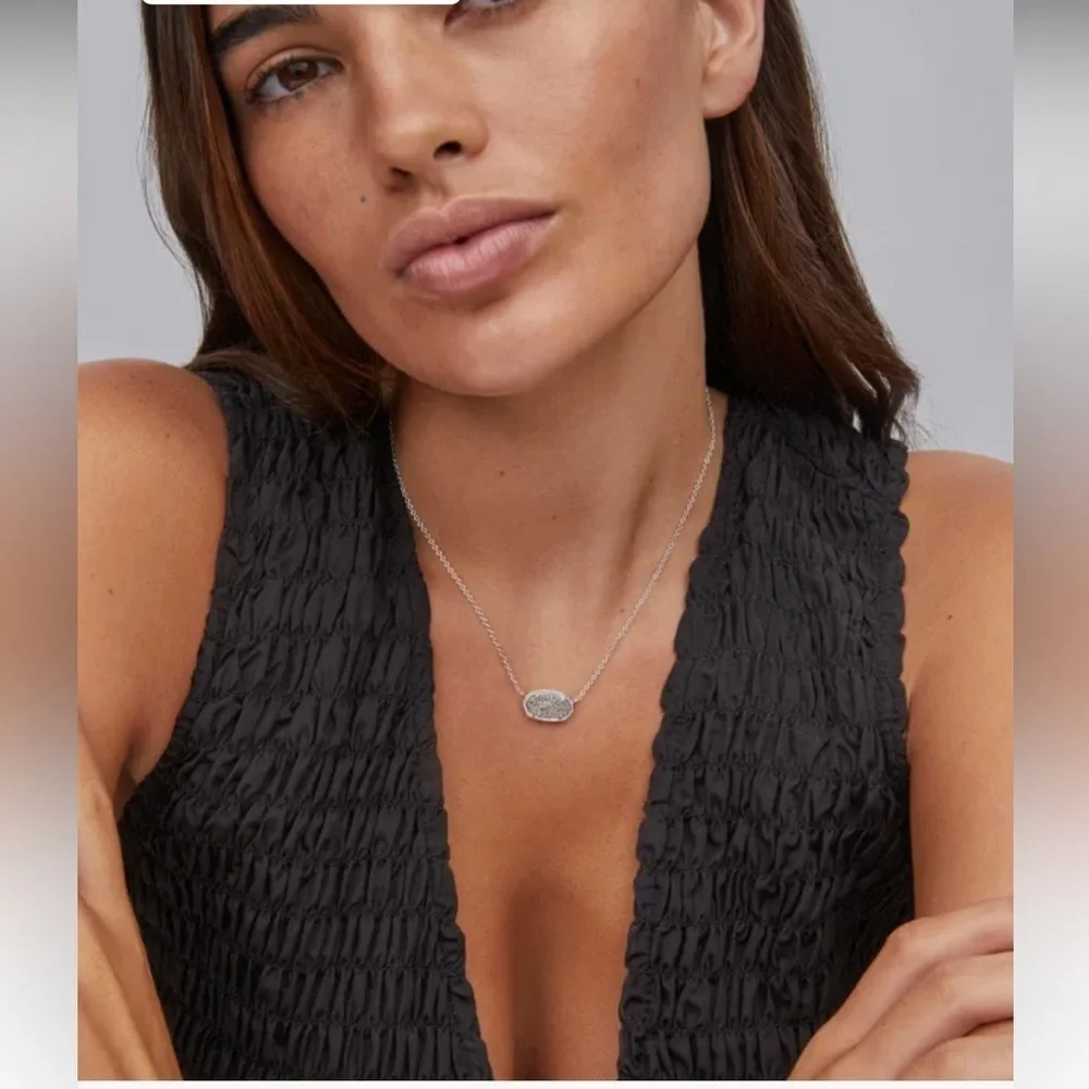 Kendra Scott Elisa Silver Pendant Necklace in Platinum Drusy - Picture 3 of 6